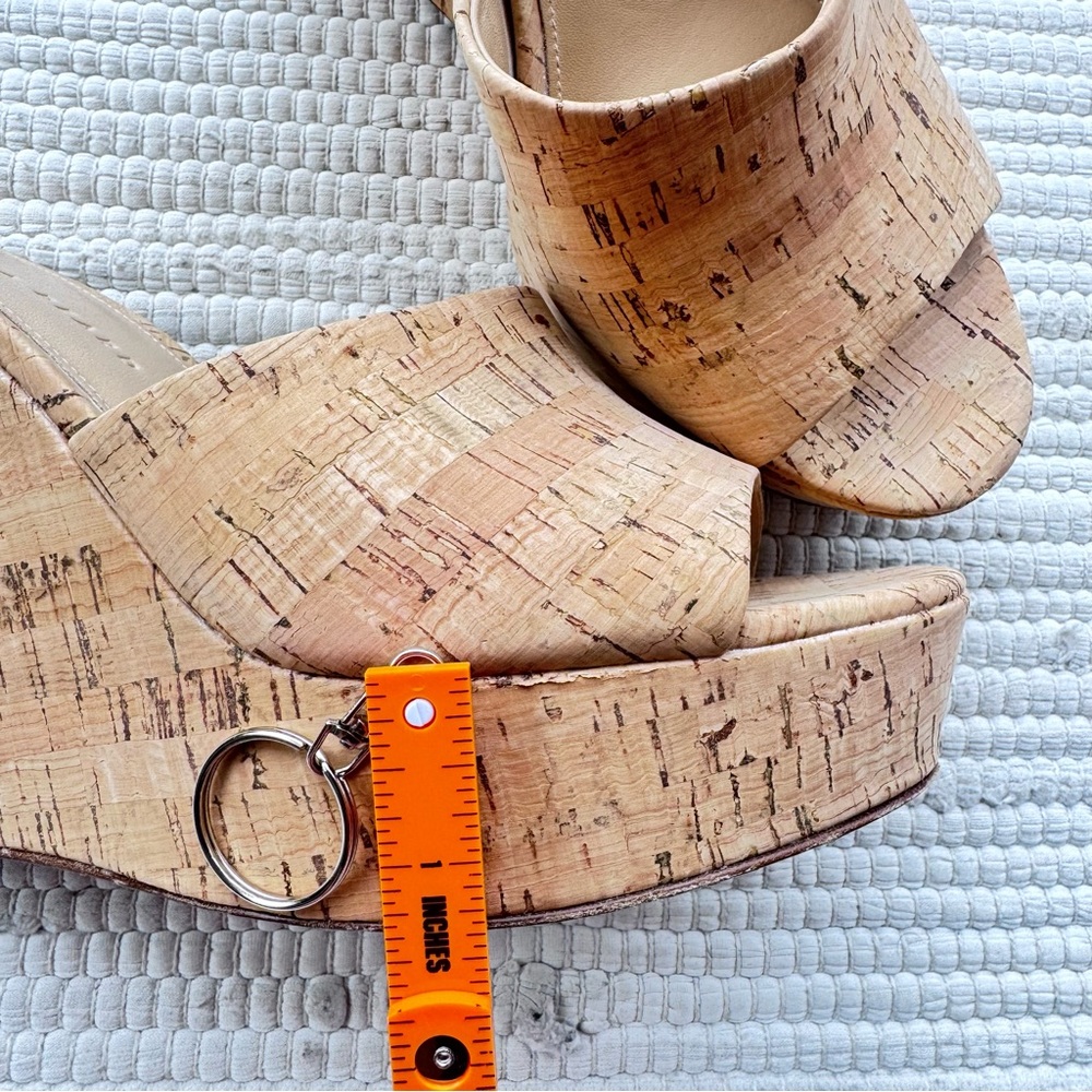 Veronica Beard Cork Platform Wedge Mules Open Toe Slide Sandals 8 - Picture 6 of 7